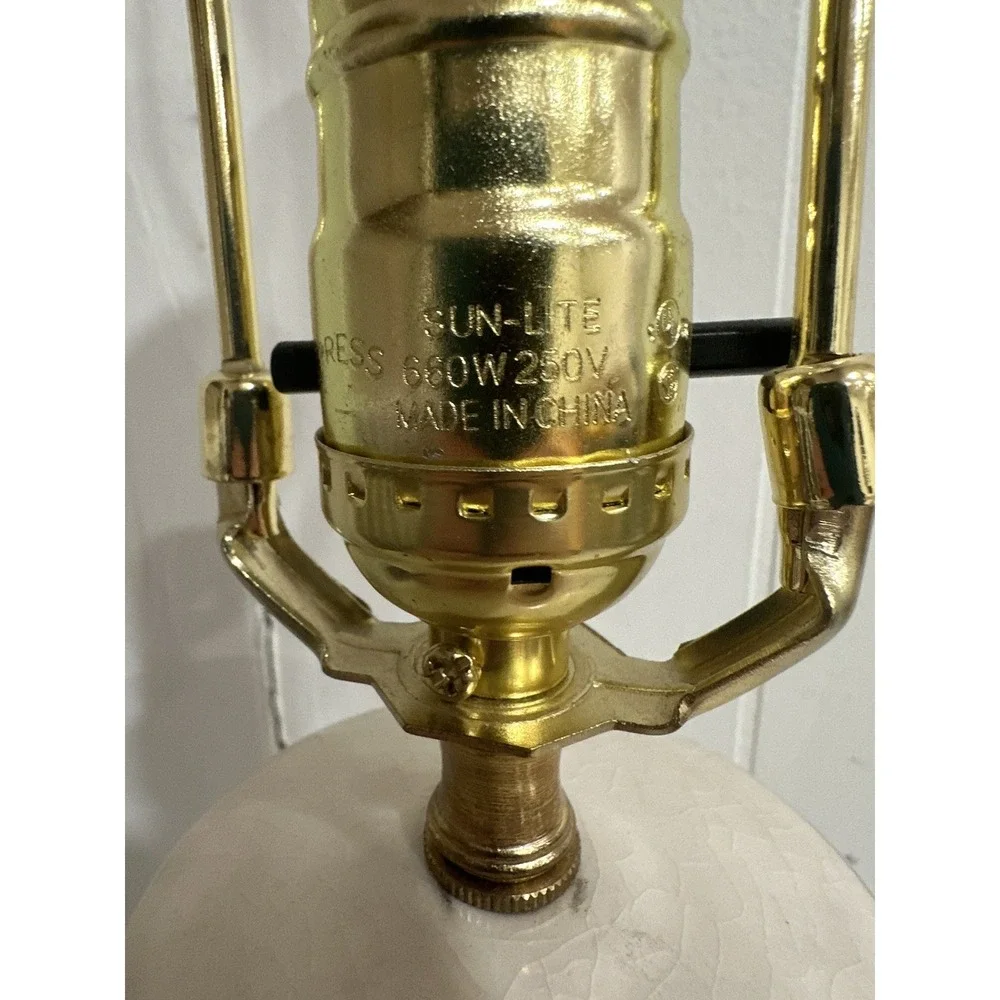 Antique Hand-Painted Porcelain Table Lamp –Floral England Urn Style, Gold Accent